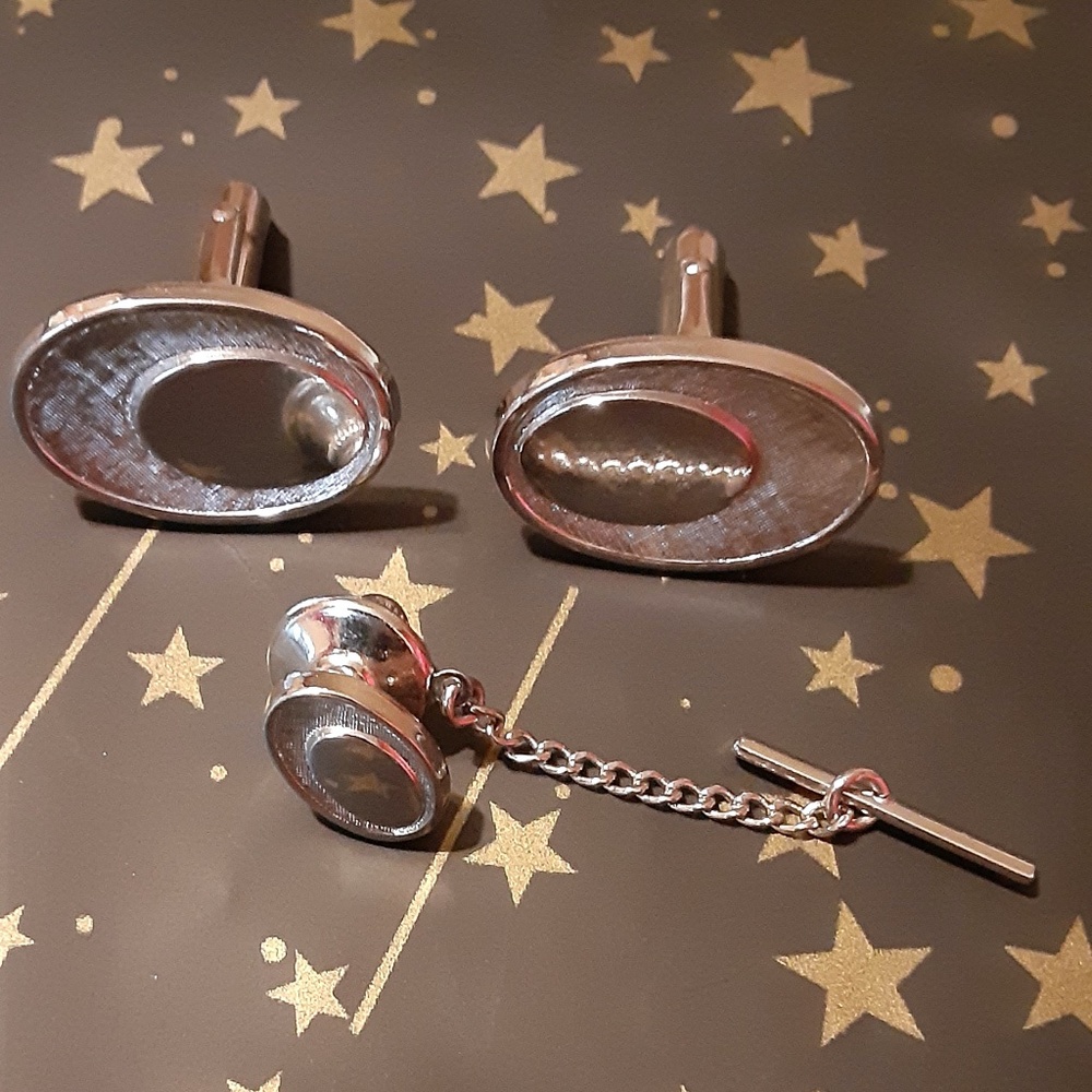 Cuff Links & Matching Tie Tack Set - image 1